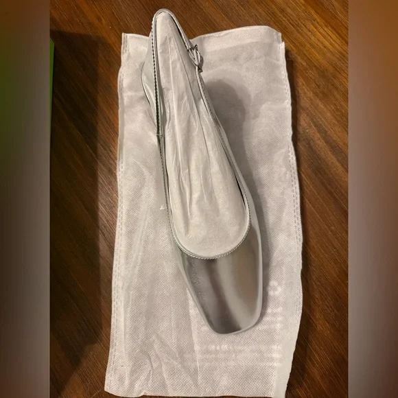 NEW Sam Edelman Terra Slingback Block Heel Soft Silver Leather Bridal Shoe 7.5 - Picture 6 of 9